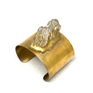 Brutalist Quartz Cuff Bracelet - Modernist Brass